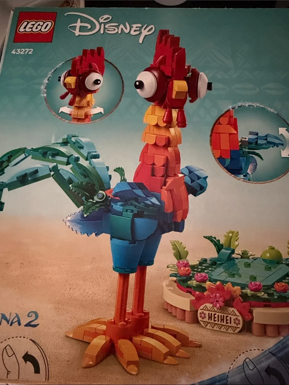 Lego Disney Heihei Toy — Red, Orange, Blue, Green